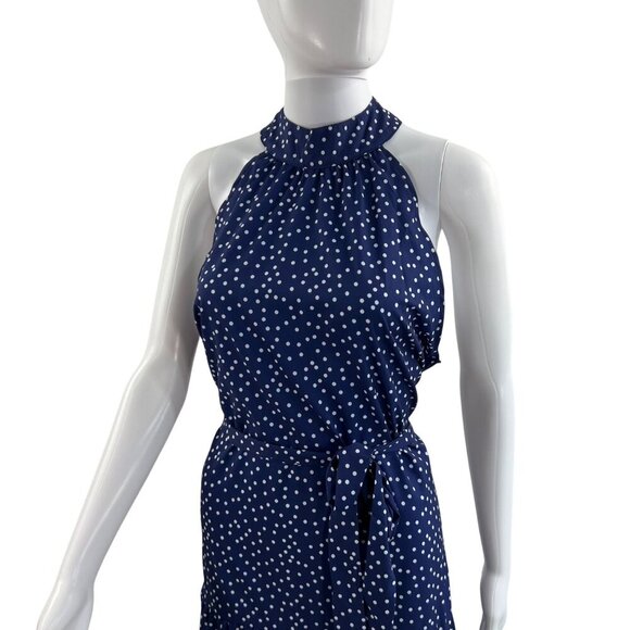 NWT Made With Love Women XL Navy Polka Dot Tiered Ruffled Maxi Dress Flowy Retro - Picture 7 of 16